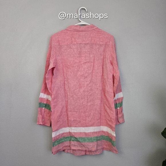 Boden Stripe Tunic Linen Button Down Shirt - Picture 4 of 6